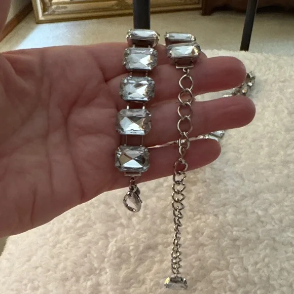 Elegant Silver Crystal Bracelet - Picture 2 of 2